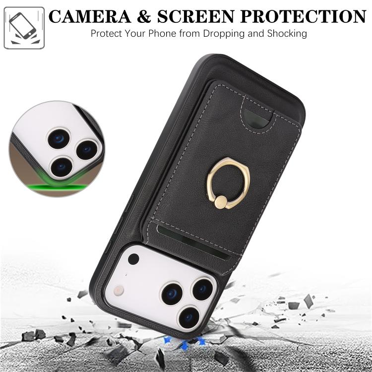 Kalebol Strong MagSafe Ring Magnetic Card Bag Holder Leather Phone Case, For iPhone 17 Pro Max, For iPhone 17 Pro, For iPhone 17, For iPhone Air
