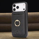 Kalebol Strong MagSafe Ring Magnetic Card Bag Holder Leather Phone Case, For iPhone 17 Pro Max, For iPhone 17 Pro, For iPhone 17, For iPhone Air