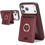Kalebol Strong MagSafe Ring Magnetic Card Bag Holder Leather Phone Case, For iPhone 17 Pro Max, For iPhone 17 Pro, For iPhone 17, For iPhone Air