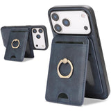 Kalebol Strong MagSafe Ring Magnetic Card Bag Holder Leather Phone Case, For iPhone 17 Pro Max, For iPhone 17 Pro, For iPhone 17, For iPhone Air