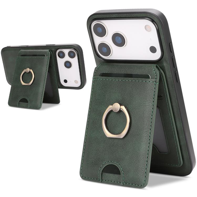 Kalebol Strong MagSafe Ring Magnetic Card Bag Holder Leather Phone Case, For iPhone 17 Pro Max, For iPhone 17 Pro, For iPhone 17, For iPhone Air