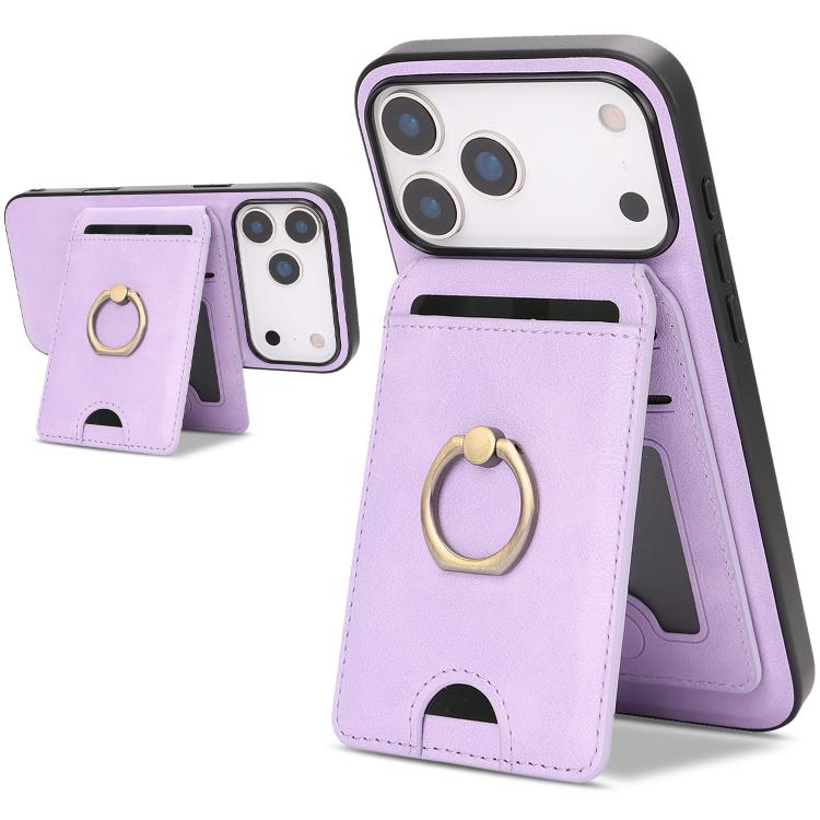 Kalebol Strong MagSafe Ring Magnetic Card Bag Holder Leather Phone Case, For iPhone 17 Pro Max, For iPhone 17 Pro, For iPhone 17, For iPhone Air