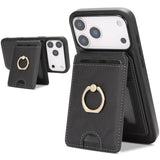 Kalebol Strong MagSafe Ring Magnetic Card Bag Holder Leather Phone Case, For iPhone 17 Pro Max, For iPhone 17 Pro, For iPhone 17, For iPhone Air