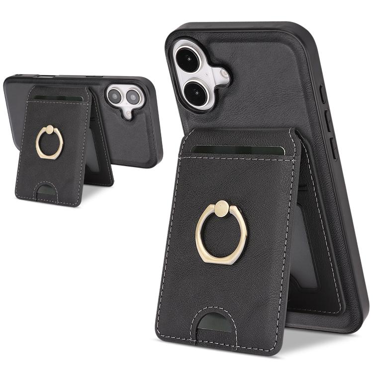 Kalebol Strong MagSafe Ring Magnetic Card Bag Holder Leather Phone Case, For iPhone 17 Pro Max, For iPhone 17 Pro, For iPhone 17, For iPhone Air