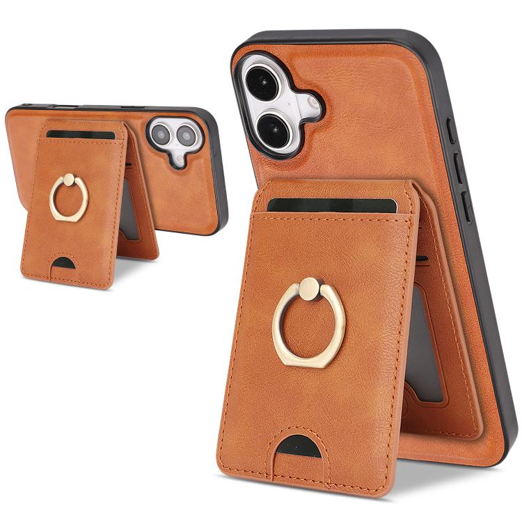 Kalebol Strong MagSafe Ring Magnetic Card Bag Holder Leather Phone Case, For iPhone 17 Pro Max, For iPhone 17 Pro, For iPhone 17, For iPhone Air