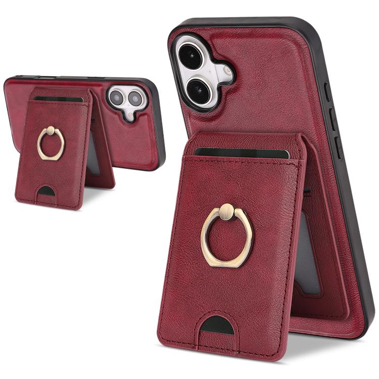 Kalebol Strong MagSafe Ring Magnetic Card Bag Holder Leather Phone Case, For iPhone 17 Pro Max, For iPhone 17 Pro, For iPhone 17, For iPhone Air