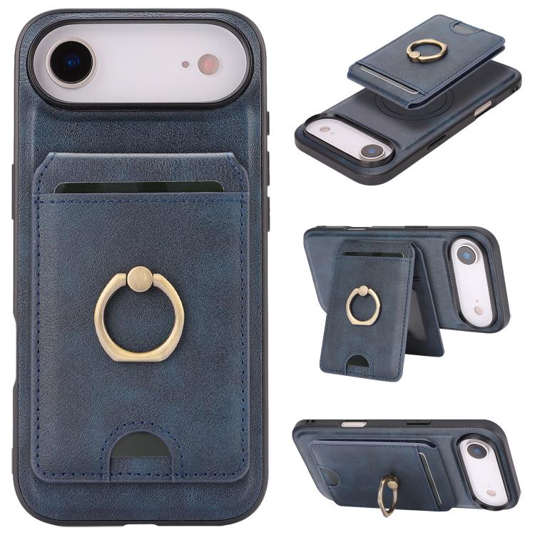 Kalebol Strong MagSafe Ring Magnetic Card Bag Holder Leather Phone Case, For iPhone 17 Pro Max, For iPhone 17 Pro, For iPhone 17, For iPhone Air