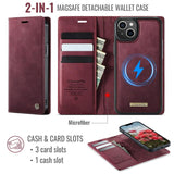 CaseMe C49 MagSafe RFID Blocking Detachable Wallet Leather Phone Case, For iPhone 13, For iPhone 12 / 12 Pro, For iPhone 12 Pro Max, For iPhone 11 Pro Max, For iPhone 11, For iPhone 11 Pro