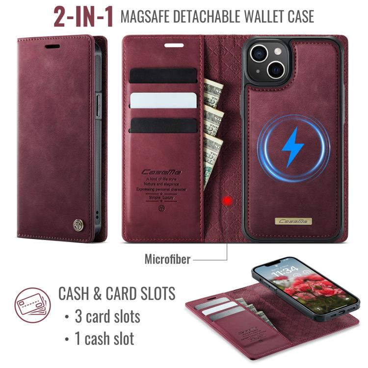 CaseMe C49 MagSafe RFID Blocking Detachable Wallet Leather Phone Case, For iPhone 13, For iPhone 12 / 12 Pro, For iPhone 12 Pro Max, For iPhone 11 Pro Max, For iPhone 11, For iPhone 11 Pro
