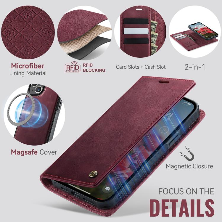 CaseMe C49 MagSafe RFID Blocking Detachable Wallet Leather Phone Case, For iPhone 13, For iPhone 12 / 12 Pro, For iPhone 12 Pro Max, For iPhone 11 Pro Max, For iPhone 11, For iPhone 11 Pro