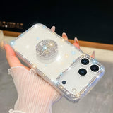 Diamond Glitter Diamond Round Holder Phone Case, For iPhone 17 Pro Max, For iPhone 17 Pro, For iPhone 17, For iPhone Air, For iPhone 16 Pro Max, For iPhone 16 Pro, For iPhone 16 Plus, For iPhone 16