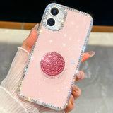 Diamond Glitter Diamond Round Holder Phone Case, For iPhone 17 Pro Max, For iPhone 17 Pro, For iPhone 17, For iPhone Air, For iPhone 16 Pro Max, For iPhone 16 Pro, For iPhone 16 Plus, For iPhone 16