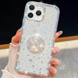 Diamond Glitter Diamond Round Holder Phone Case, For iPhone 15 Pro Max, For iPhone 15 Pro, For iPhone 15, For iPhone 14, For iPhone 14 Pro, For iPhone 14 Pro Max, For iPhone 13 Pro Max, For iPhone 13 Pro