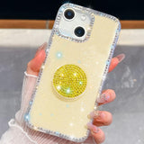 Diamond Glitter Diamond Round Holder Phone Case, For iPhone 15 Pro Max, For iPhone 15 Pro, For iPhone 15, For iPhone 14, For iPhone 14 Pro, For iPhone 14 Pro Max, For iPhone 13 Pro Max, For iPhone 13 Pro