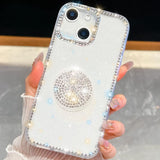 Diamond Glitter Diamond Round Holder Phone Case, For iPhone 15 Pro Max, For iPhone 15 Pro, For iPhone 15, For iPhone 14, For iPhone 14 Pro, For iPhone 14 Pro Max, For iPhone 13 Pro Max, For iPhone 13 Pro