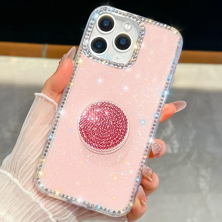 Diamond Glitter Diamond Round Holder Phone Case, For iPhone 15 Pro Max, For iPhone 15 Pro, For iPhone 15, For iPhone 14, For iPhone 14 Pro, For iPhone 14 Pro Max, For iPhone 13 Pro Max, For iPhone 13 Pro