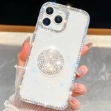 Diamond Glitter Diamond Round Holder Phone Case, For iPhone 15 Pro Max, For iPhone 15 Pro, For iPhone 15, For iPhone 14, For iPhone 14 Pro, For iPhone 14 Pro Max, For iPhone 13 Pro Max, For iPhone 13 Pro