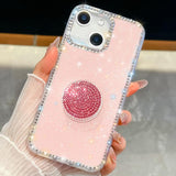 Diamond Glitter Diamond Round Holder Phone Case, For iPhone 13