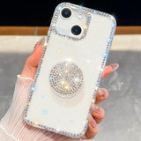 Diamond Glitter Diamond Round Holder Phone Case, For iPhone 13