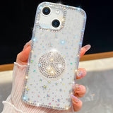 Diamond Glitter Diamond Round Holder Phone Case, For iPhone 13