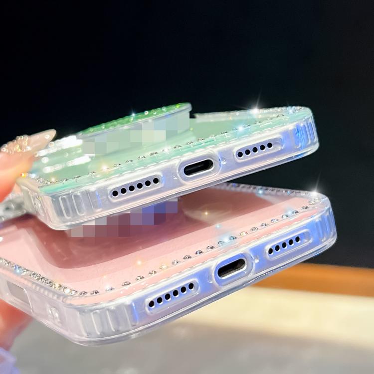 Diamond Glitter Diamond Round Holder Phone Case, For iPhone 13