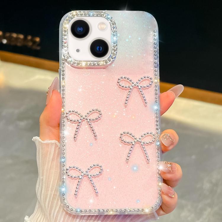 Diamond Glitter Bow-knot Four-Corner Shockproof Phone Case, For iPhone 13