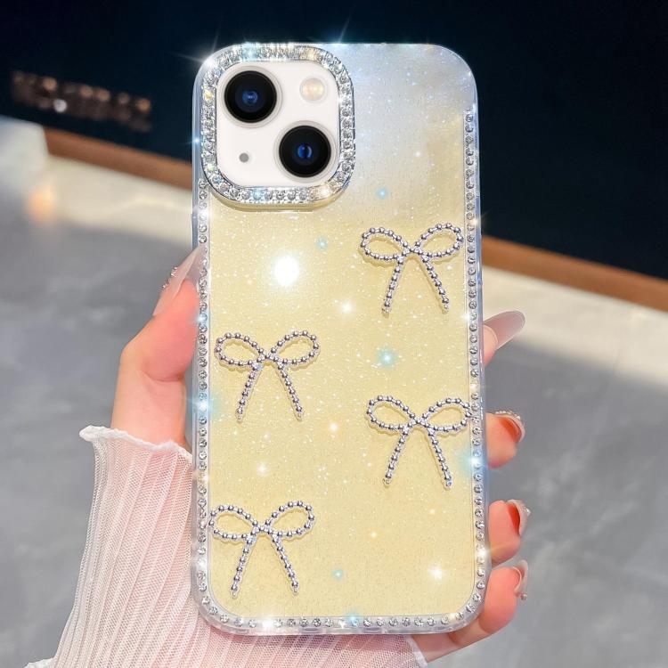Diamond Glitter Bow-knot Four-Corner Shockproof Phone Case, For iPhone 13