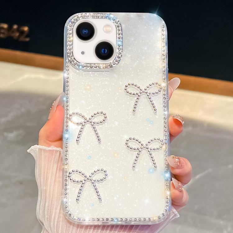 Diamond Glitter Bow-knot Four-Corner Shockproof Phone Case, For iPhone 13