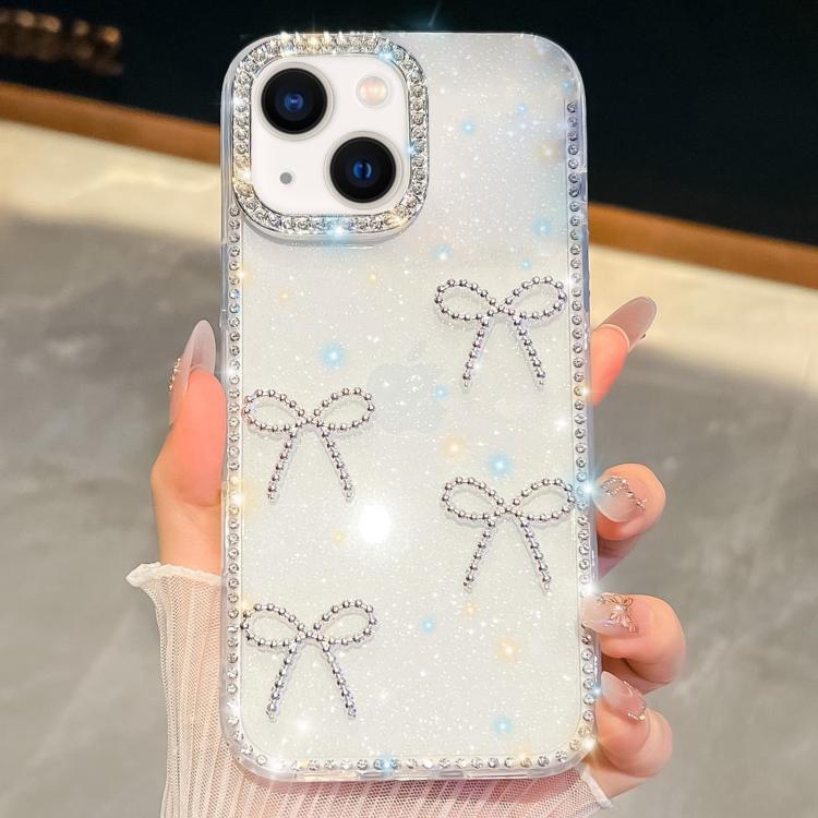 Diamond Glitter Bow-knot Four-Corner Shockproof Phone Case, For iPhone 13