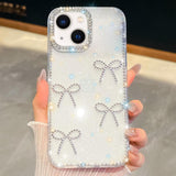 Diamond Glitter Bow-knot Four-Corner Shockproof Phone Case, For iPhone 13