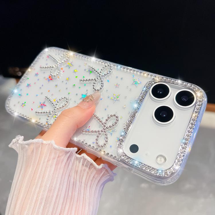 Diamond Glitter Bow-knot Four-Corner Shockproof Phone Case, For iPhone 13