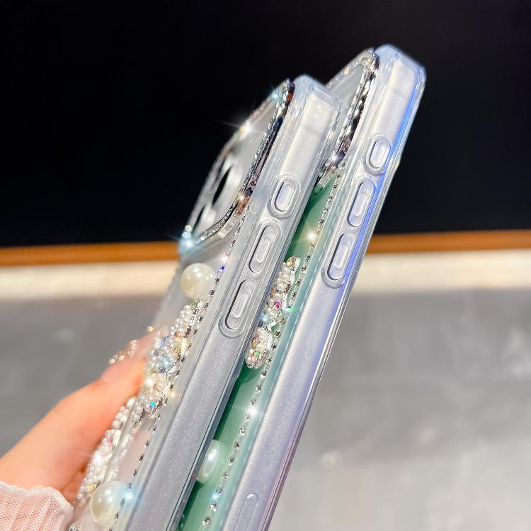 Diamond Glitter Pearl Butterfly Four-Corner Shockproof Phone Case, For iPhone 13