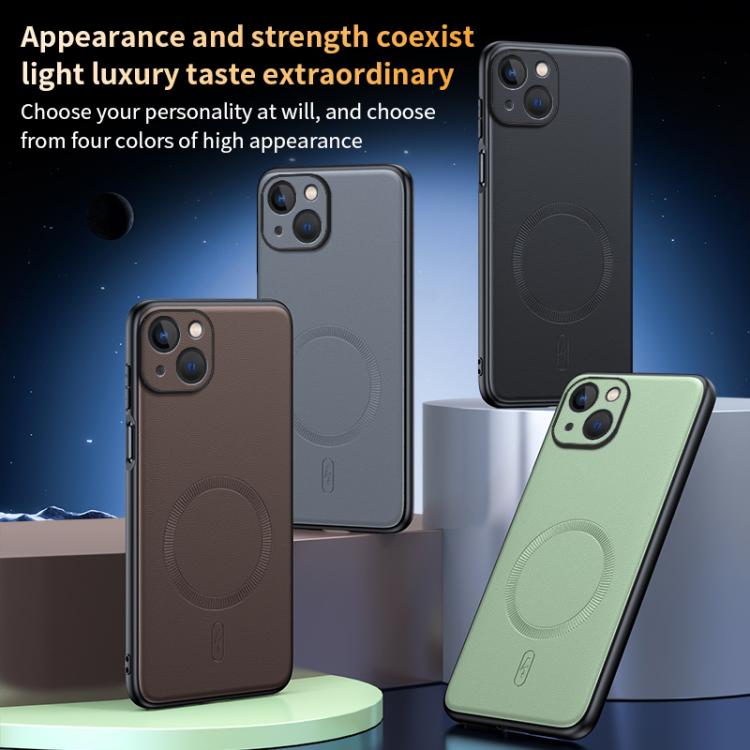 Plain Leather MagSafe Shockproof Phone Case, For iPhone 15, For iPhone 14 Plus, For iPhone 14, For iPhone 14 Pro, For iPhone 14 Pro Max, For iPhone 13 Pro Max, For iPhone 13 Pro, For iPhone 13
