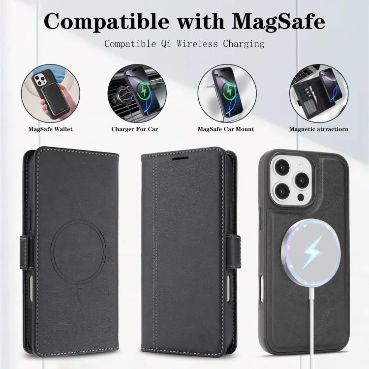 Kalebol Strong Magnetic MagSafe Ring 2 In 1 Split Leather Phone Case, For iPhone 13 Pro, For iPhone 13