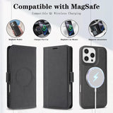 Kalebol Strong Magnetic MagSafe Ring 2 In 1 Split Leather Phone Case, For iPhone 13 Pro, For iPhone 13