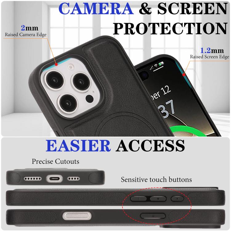 Kalebol Strong Magnetic MagSafe Ring 2 In 1 Split Leather Phone Case, For iPhone 13 Pro, For iPhone 13