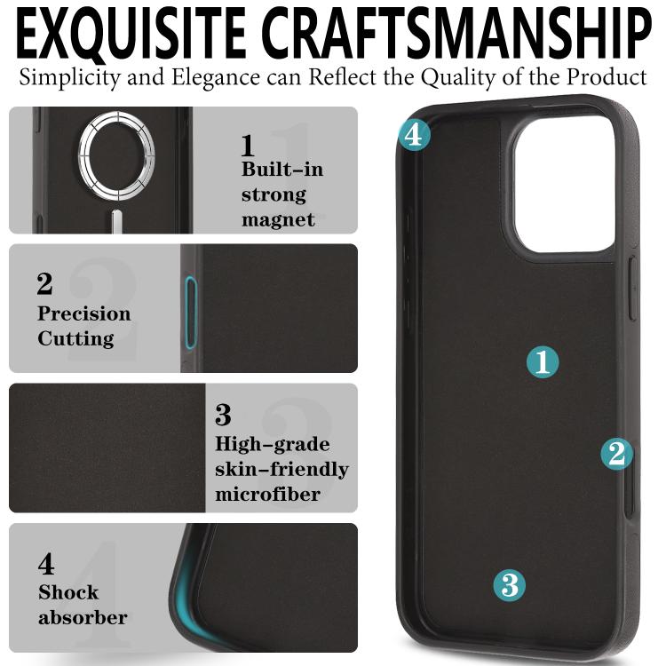 Kalebol Strong Magnetic MagSafe Ring 2 In 1 Split Leather Phone Case, For iPhone 13 Pro, For iPhone 13