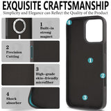 Kalebol Strong Magnetic MagSafe Ring 2 In 1 Split Leather Phone Case, For iPhone 13 Pro, For iPhone 13