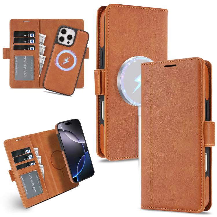 Kalebol Strong Magnetic MagSafe Ring 2 In 1 Split Leather Phone Case, For iPhone 13 Pro, For iPhone 13