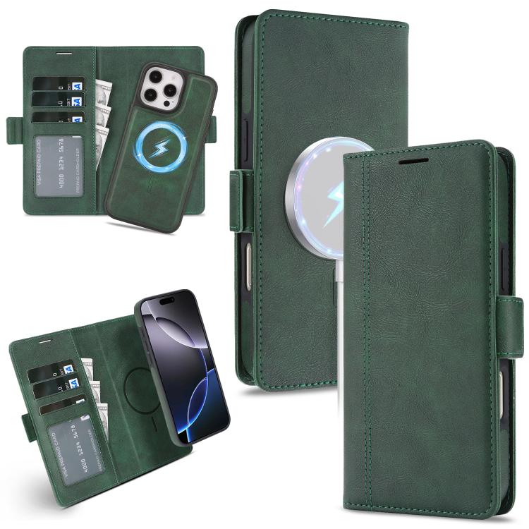 Kalebol Strong Magnetic MagSafe Ring 2 In 1 Split Leather Phone Case, For iPhone 13 Pro, For iPhone 13