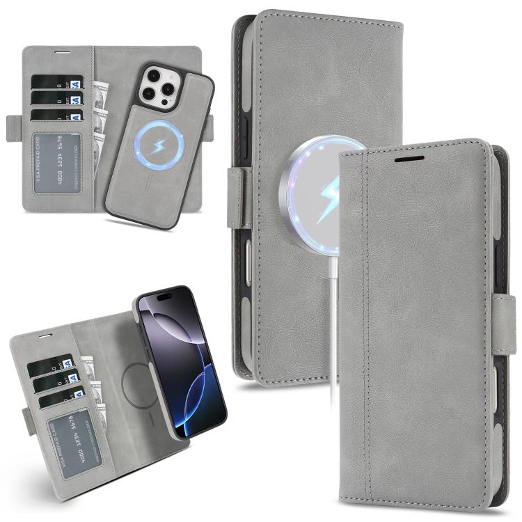 Kalebol Strong Magnetic MagSafe Ring 2 In 1 Split Leather Phone Case, For iPhone 13 Pro, For iPhone 13