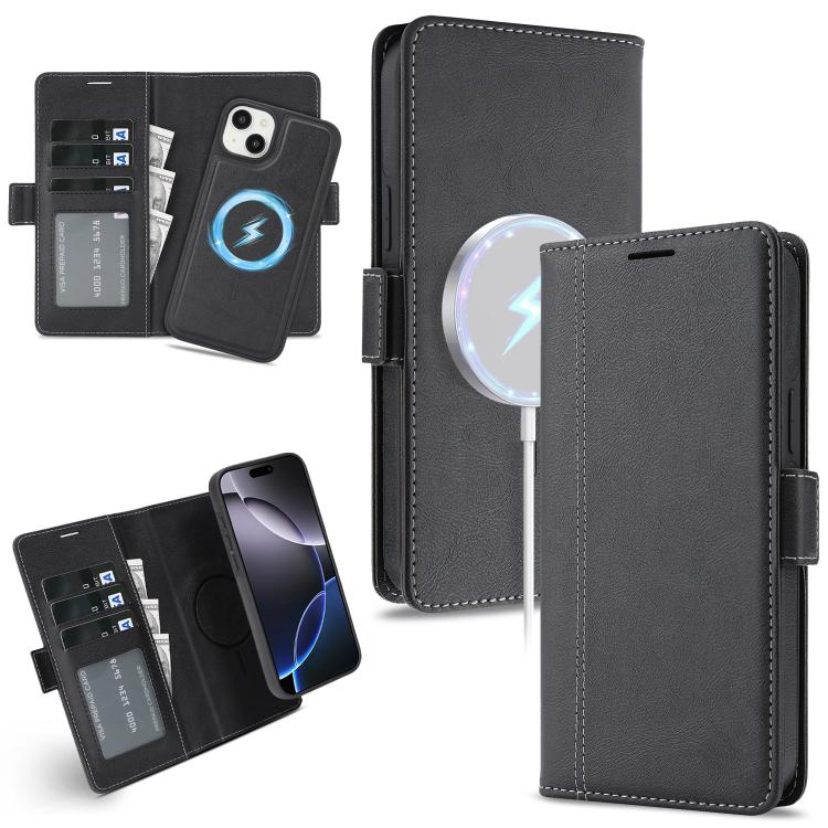 Kalebol Strong Magnetic MagSafe Ring 2 In 1 Split Leather Phone Case, For iPhone 13 Pro, For iPhone 13