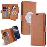 Kalebol Strong Magnetic MagSafe Ring 2 In 1 Split Leather Phone Case, For iPhone 13 Pro, For iPhone 13
