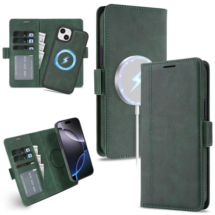 Kalebol Strong Magnetic MagSafe Ring 2 In 1 Split Leather Phone Case, For iPhone 13 Pro, For iPhone 13