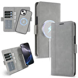 Kalebol Strong Magnetic MagSafe Ring 2 In 1 Split Leather Phone Case, For iPhone 13 Pro, For iPhone 13