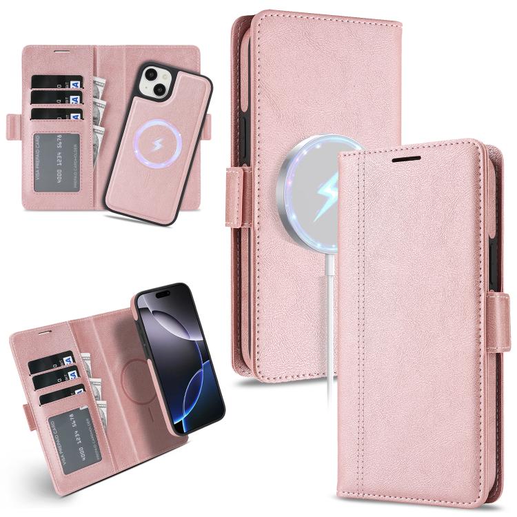 Kalebol Strong Magnetic MagSafe Ring 2 In 1 Split Leather Phone Case, For iPhone 13 Pro, For iPhone 13