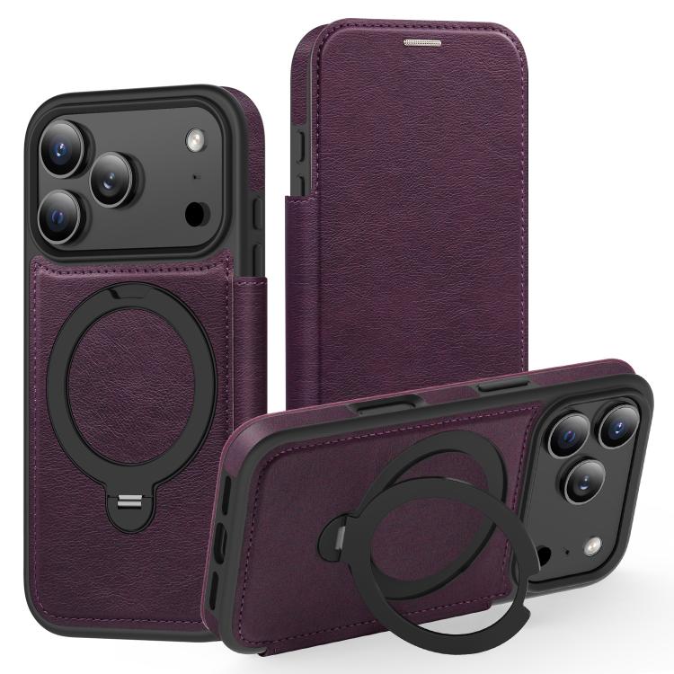 Knight Shield 360 Rotation Holder MagSafe RFID Leather Phone Case, For iPhone 17 Pro, For iPhone 17, For iPhone Air