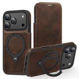 Knight Shield 360 Rotation Holder MagSafe RFID Leather Phone Case, For iPhone 17 Pro, For iPhone 17, For iPhone Air