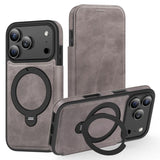 Knight Shield 360 Rotation Holder MagSafe RFID Leather Phone Case, For iPhone 17 Pro, For iPhone 17, For iPhone Air