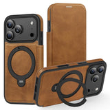 Knight Shield 360 Rotation Holder MagSafe RFID Leather Phone Case, For iPhone 17 Pro, For iPhone 17, For iPhone Air